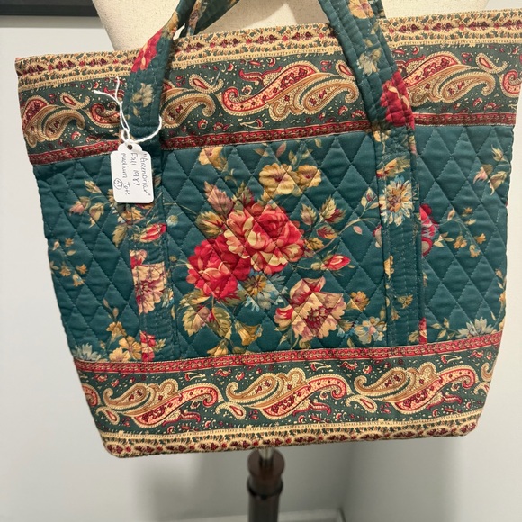 Vera Bradley Greenbriar Medium Tote Bag Retired Pattern Quilted Floral Paisley - Picture 2 of 6